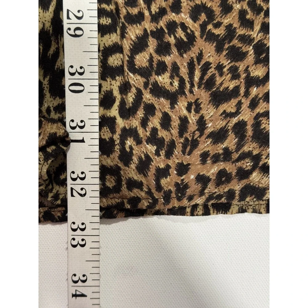 Scott Taylor Vintage Leopard Print Midi Skirt Large Elastic Pull‎ On Rayon USA